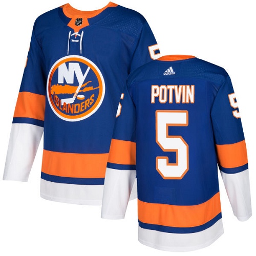 Adidas Men NEW York Islanders #5 Denis Potvin Royal Blue Home Authentic Stitched NHL Jersey